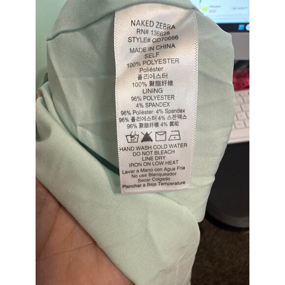 BN #15 NWT Naked Zebra Sleeveless Mint Green Shift Dress Size S - Picture 5 of 6